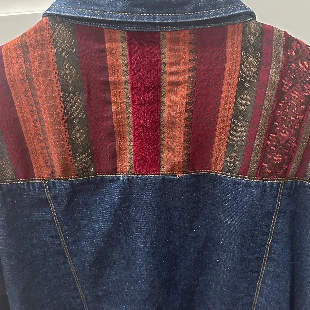 Toffee Apple Multicolor Patchwork Jean Jacket Size Large